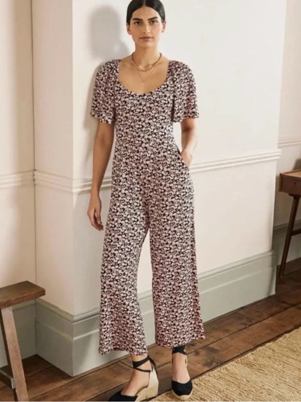 Boden Jumpsuit with Pink Floral Print